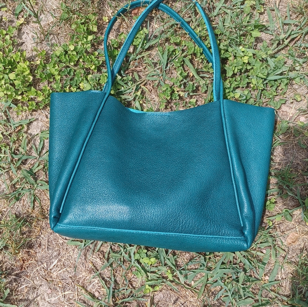 Portland Leather Large Verona In Sea Glass Blue Premium NWT